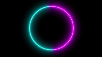 Neon light circle frame loading icon background animation in retro style 4k video