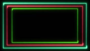 Blue and pink neon rectangle frame. Neon rectangle border. Seamless loop video