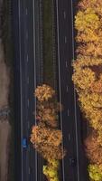Aerial view of a highway with trees and cars video