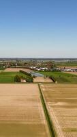 Aerial view of fields and farmland in the countryside video