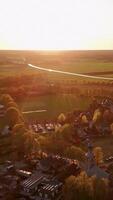 Aerial view of a village at sunset video