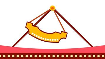 A yellow swing ride appears centered on a red line, beginning its arc of motion and capturing the joy of carnival rides in simplified animation video