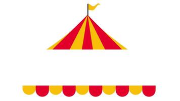 een helder, kleurrijk circus tent illustratie Aan een wit achtergrond roept op plezier, spanning, en de feestelijk atmosfeer van een carnaval evenement video