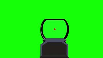A black sight with a red dot is shown against a bright green background, ideal for chroma key or overlay purposes in edits video