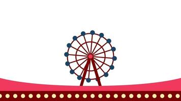 A red Ferris wheel stands tall over a dotted carnival base, embodying the joy and iconic charm of amusement parks and fairs video