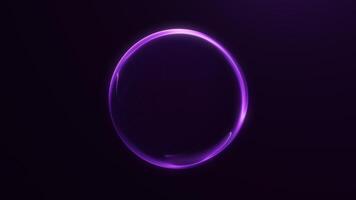Vibrant purple glowing energy circle with flowing particles and digital plasma swirl. Futuristic sci-fi orb loop for motion design and tech visuals. 4K 60 fps seamless animation. video