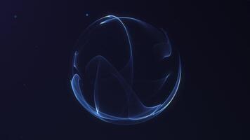 Flowing navy blue wavy energy sphere with glowing edges and elegant digital swirl. Minimal sci-fi loop animation for modern business and futuristic tech design. 4K 60 fps seamless. video