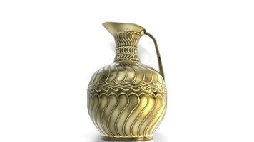 golden pitcher on white background video