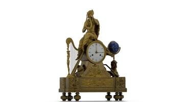 clock with a figure of apollo on white background video
