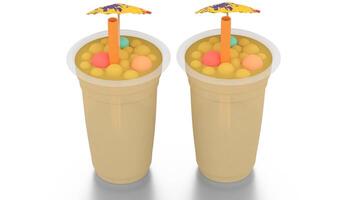 fresh pineapple juice in glass on white background video