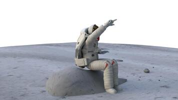 the astronaut sat on the surface of the moon and pointed to the earth video