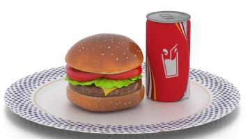 burger in plate with cold drink video