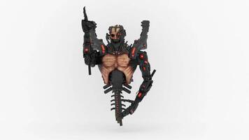 half robot animation on white background video