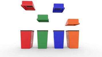 recycle bin box fall with white background video