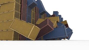 Intermodal container fall with white background video
