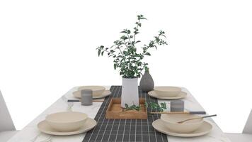decorado simples jantar mesa em branco fundo video