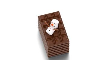 dark chocolate with marshmallow snowman video