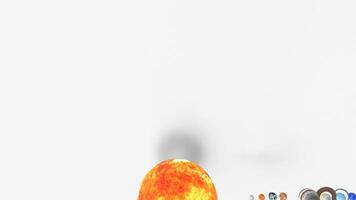 rotation of planets on white background video