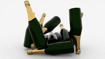 champagne Bottles on white background video