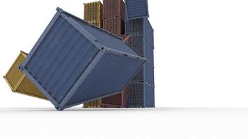 container fall with white background video