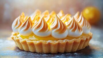 Beautifully crafted Lemon Meringue Tart with smooth lemon curd and crisp shell photo