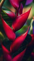 High Definition Macro Shot of a Vibrant Red Heliconia Flower photo