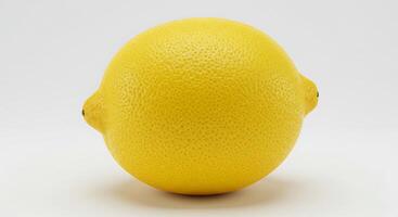Single Lemon Still Life on White Backdrop with Textured Peel photo