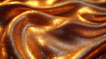 Glistening golden fabric draped elegantly under soft lighting creates a luxurious and inviting atmosphere photo