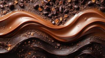 Syrupy swirls of rich chocolate showcase divine textures and contrasting flavors in a culinary masterpiece photo
