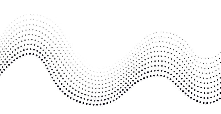 Abstract halftone wave. Gradient dark-light wave with dots isolated on white background.