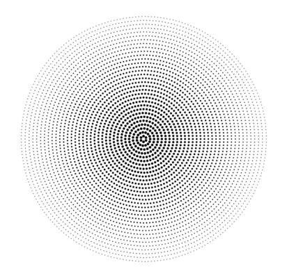 Halftone isolated on white background. Illustration of circular halftone. Abstract black halftone.