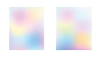 Set of soft holographic backgrounds isolated on white background. Illustration background with pastel colors. Mesh gradient. Banners, posters, templates. vector