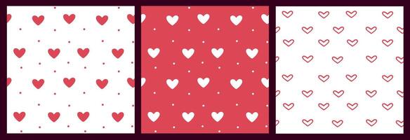 Seamless pattern set for Valentines day vector