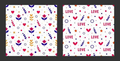 Set of romantic seamless patterns with colorful vector
