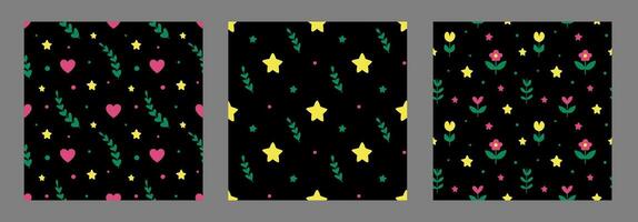 Set of romantic seamless patterns vector