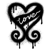 Graffiti Heart icon Sprayed with spray paint with love text isolated on white background vector