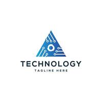 technology triangle shape logo design circuit minimal modern concept vector