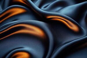 a close up of a black and orange silk fabric photo