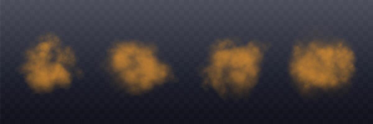 Realistic orange smokes or haze on a background. Magic fog, vapor. illustration