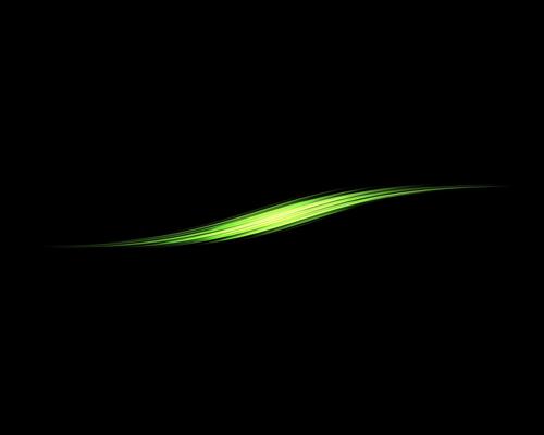 Glowing green lines. Neon realistic energy speed. Abstract light on a black background. illustration.