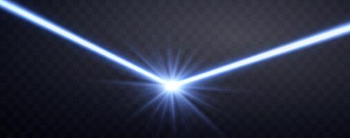 Blue horizontal lasers beam. Neon lines, presentation pointer. Blue glow flare light effect. illustration. Isolated on background. vector