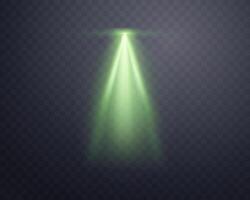 Green spotlight, Illuminated green stage, glow flare effect. Bright beams of spotlights, lamp, vertical rays on background. illustration. vector