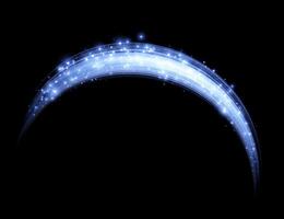 Glowing blue lines with shiny sparkles. Neon realistic energy speed. Abstract light effect on a black background vector