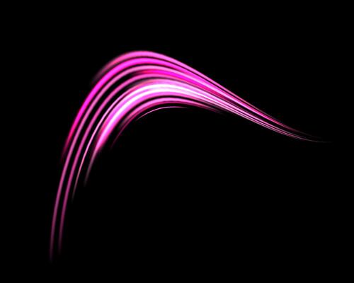 Glowing pink lines. Neon realistic energy speed. Abstract light effect illustration.