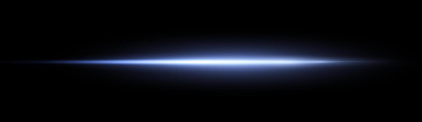 Blue horizontal lensflare. Light flash with rays or blue spotlight and bokeh. Glow flare light effect. illustration