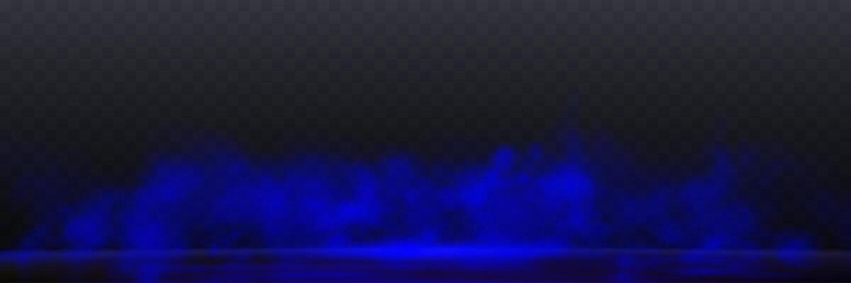 Realistic light blue smoke or haze, overlay effect on a dark background. Hot fire and flame, magic fog, vapor on floor. Abstract illustration