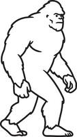 Simple line art illustration of a walking bigfoot or sasquatch creature for design and educational purposes vector