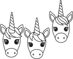 Outlined unicorn head illustration in a simple vector