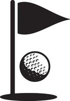 Golf course design with a golf ball and flag in a minimal black and white style vector