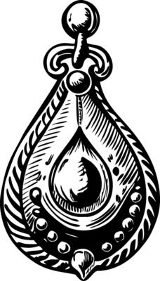A vintage style illustration of teardrop pendant